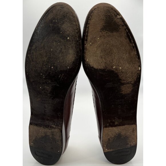 Santoni Italy Handwoven Stitched Brown Leather Penny Loafers Men Size 9D main image 5